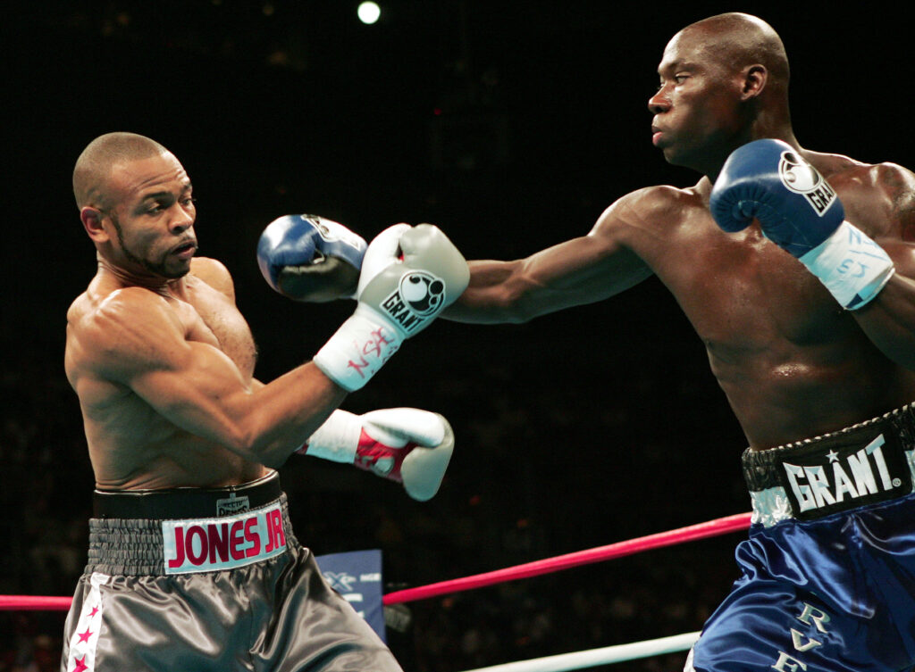 Antonio Tarver hits Roy Jones Jr. during their light heavyweight title rematch in 2004