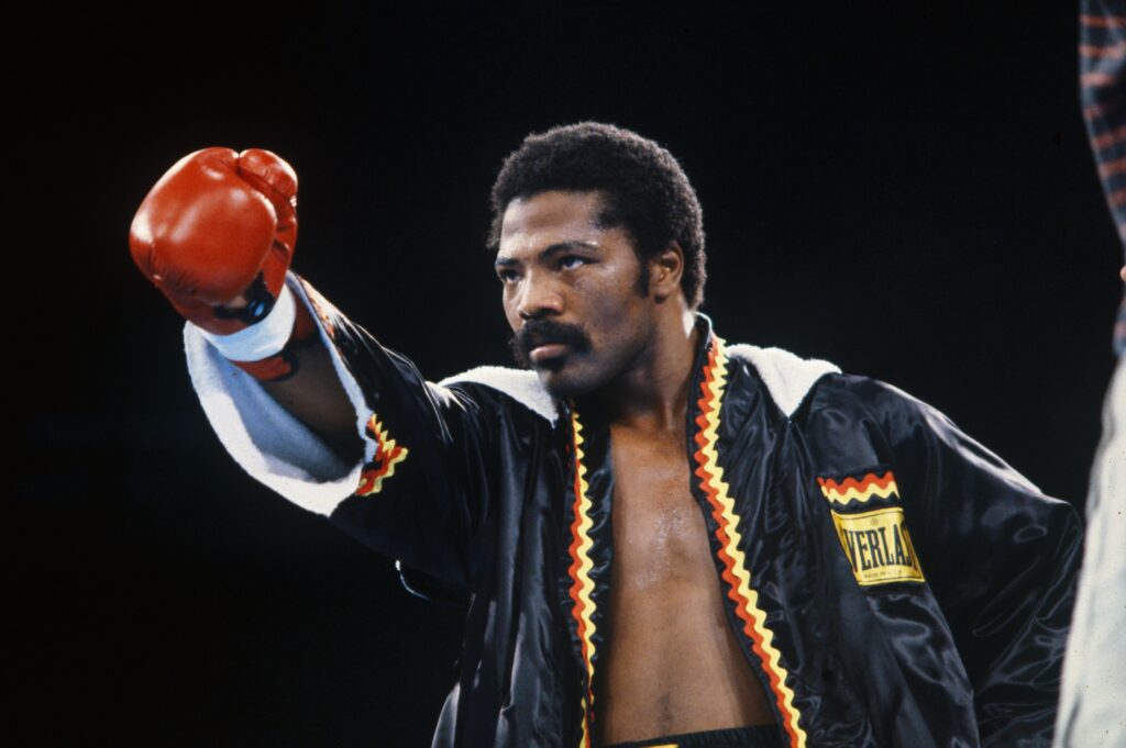 Aaron Pryor in the ring ahead of his super lightweight title defense against Alexis Arguello in 1982