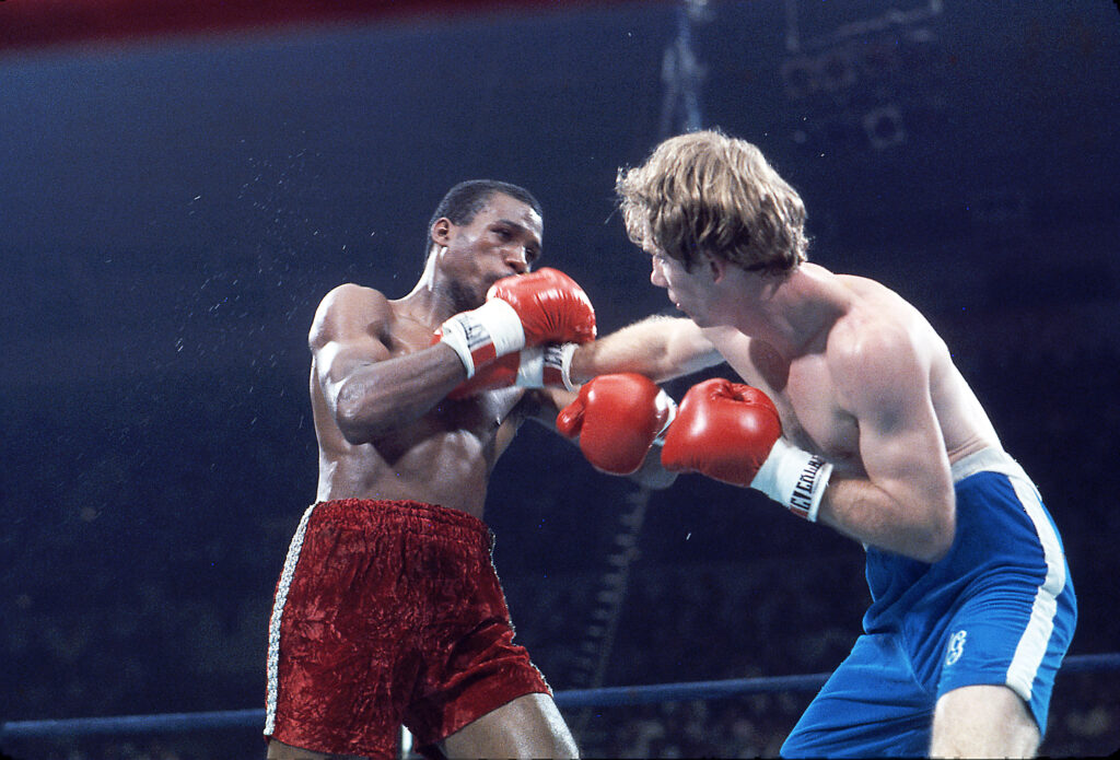 Ronnie McGarvey And Alfredo Escalera trade punches while Boxing At Coliseo Roberto Clemente